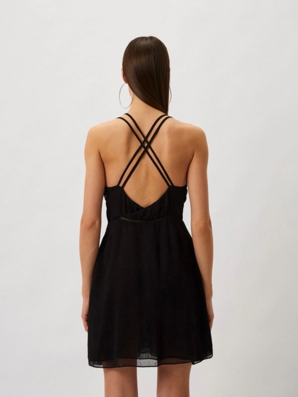 IRO Black Strappy Ruffle Mini Dress - Picture 2 of 6